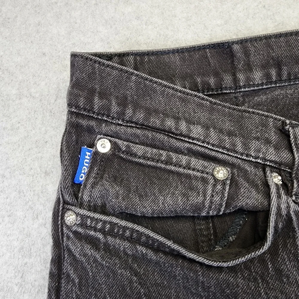 Hugo Boss Ash Mens 38x32 Slim Fit Dark Black Wash Denim